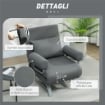 POLTRONA LETTO 3 IN 1 CON SCHIENALE RECLINABILE SU 5 LIVELLI, IN TESSUTO EFFETTO LINO, 73X78X81 CM, GRIGIO SCURO