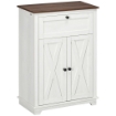 CREDENZA BASSA DA CUCINA IN STILE RUSTICO CON CASSETTO E ARMADIETTO CON RIPIANO REGOLABILE, BIANCO