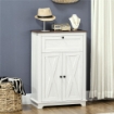 CREDENZA BASSA DA CUCINA IN STILE RUSTICO CON CASSETTO E ARMADIETTO CON RIPIANO REGOLABILE, BIANCO