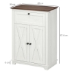 CREDENZA BASSA DA CUCINA IN STILE RUSTICO CON CASSETTO E ARMADIETTO CON RIPIANO REGOLABILE, BIANCO