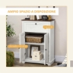 CREDENZA BASSA DA CUCINA IN STILE RUSTICO CON CASSETTO E ARMADIETTO CON RIPIANO REGOLABILE, BIANCO