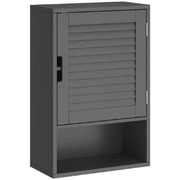ARMADIETTO BAGNO A PARETE CON RIPIANO REGOLABILE E ANTA AMMORTIZZATA, 40X20X60 CM, NERO