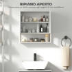 MOBILE BAGNO A PARETE CON SPECCHIO, ARMADIETTO CON MENSOLA REGOLABILE E RIPIANO APERTO, 60X16X60 CM, BIANCO