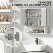 MOBILE BAGNO A PARETE CON SPECCHIO, ARMADIETTO CON MENSOLA REGOLABILE E RIPIANO APERTO, 60X16X60 CM, BIANCO