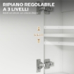 MOBILE BAGNO A PARETE CON SPECCHIO, ARMADIETTO CON MENSOLA REGOLABILE E RIPIANO APERTO, 60X16X60 CM, BIANCO