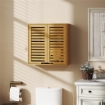 PENSILE BAGNO CON RIPIANO INTERNO REGOLABILE E ANTE A PERSIANA, IN BAMB¨, 60X20X60 CM, COLOR LEGNO