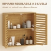 PENSILE BAGNO CON RIPIANO INTERNO REGOLABILE E ANTE A PERSIANA, IN BAMB¨, 60X20X60 CM, COLOR LEGNO