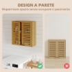 PENSILE BAGNO CON RIPIANO INTERNO REGOLABILE E ANTE A PERSIANA, IN BAMB¨, 60X20X60 CM, COLOR LEGNO