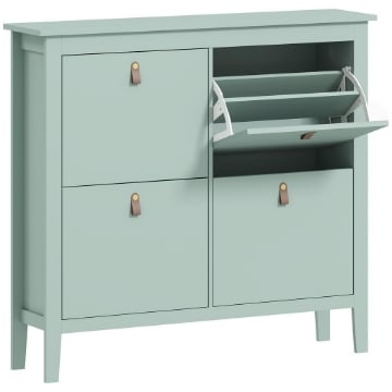 SCARPIERA SLIM 4 CASSETTI PER 20 PAIA DI SCARPE TAGLIA EU44 E RIPIANI REGOLABILI, 105X24X95.5CM, VERDE