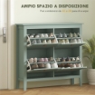 SCARPIERA SLIM 4 CASSETTI PER 20 PAIA DI SCARPE TAGLIA EU44 E RIPIANI REGOLABILI, 105X24X95.5CM, VERDE