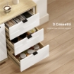 CREDENZA MODERNA CON 3 CASSETTI E ARMADIETTO, RIPIANO INTERNO REGOLABILE E ANTE LUCIDE, BIANCO E ROVERE