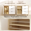 CREDENZA MODERNA CON 3 CASSETTI E ARMADIETTO, RIPIANO INTERNO REGOLABILE E ANTE LUCIDE, BIANCO E ROVERE