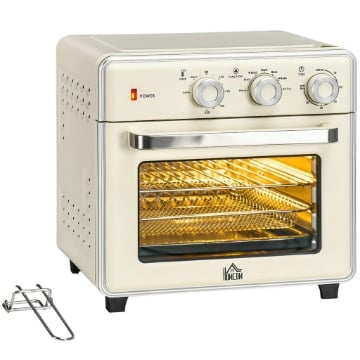 MINI FORNO ELETTRICO 20L VENTILATO 1400W CON ARIA CALDA E ACCESSORI, CREMA