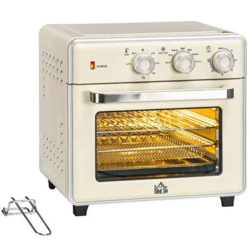 MINI FORNO ELETTRICO 20L VENTILATO 1400W CON ARIA CALDA E ACCESSORI, CREMA