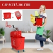 CARRELLO PULIZIE CARRELLO LAVAPAVIMENTI CON STRIZZATORE 60X27X70.5CM ROSSO