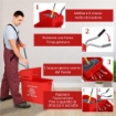 CARRELLO PULIZIE CARRELLO LAVAPAVIMENTI CON STRIZZATORE 60X27X70.5CM ROSSO