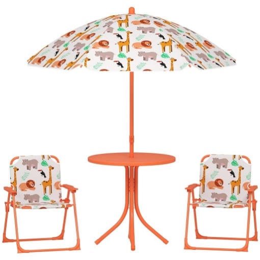 SET DA GIARDINO PER BAMBINI TAVOLO DA PICNIC CON OMBRELLONE ARANCIONE