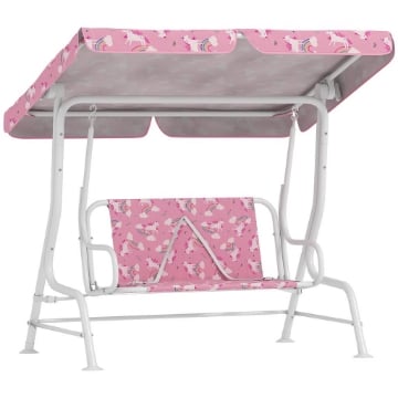 DONDOLO PER BAMBINI ALTALENA DA GIARDINO 2 POSTI 112X75X120 CM ROSA