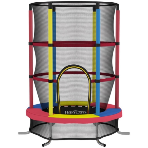 TRAMPOLINO PER BAMBINI 3-6 ANNI CON RETE DI SICUREZZA, SENZA MOLLE, 160X190 CM, MULTICOLORE