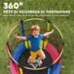 TRAMPOLINO PER BAMBINI 3-6 ANNI CON RETE DI SICUREZZA, SENZA MOLLE, 160X190 CM, MULTICOLORE