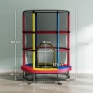 TRAMPOLINO PER BAMBINI 3-6 ANNI CON RETE DI SICUREZZA, SENZA MOLLE, 160X190 CM, MULTICOLORE