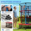 TRAMPOLINO PER BAMBINI 3-6 ANNI CON RETE DI SICUREZZA, SENZA MOLLE, 160X190 CM, MULTICOLORE