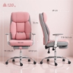 SEDIA DA UFFICIO ERGONOMICA RINFORZATA CON BRACCIOLI REGOLABILI, POGGIAPIEDI E POGGIATESTA, ROSA