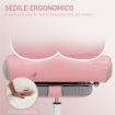 SEDIA DA UFFICIO ERGONOMICA RINFORZATA CON BRACCIOLI REGOLABILI, POGGIAPIEDI E POGGIATESTA, ROSA