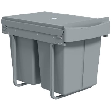 PATTUMIERA ESTRAIBILE SOTTOLAVELLO PER DIFFERENZIATA CON 2 SECCHI DA 20L, 52X33.5X41 CM, GRIGIO