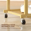 STENDER APPENDIABITI CON 2 BARRE, RIPIANO INFERIORE E 4 RUOTE IN BAMB¨, 80X40X160 CM, LEGNO NATURALE
