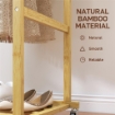 STENDER APPENDIABITI CON 2 BARRE, RIPIANO INFERIORE E 4 RUOTE IN BAMB¨, 80X40X160 CM, LEGNO NATURALE