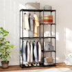 GUARDAROBA PORTATILE CON 2 ASTE E 6 RIPIANI, IN TESSUTO NON TESSUTO, PLASTICA E ACCIAIO, 111X43X185 CM, NERO