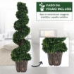 SET 2 PIANTE ARTIFICIALI DI BOSSO A SPIRALE PER INTERNI ED ESTERNI CON VASO, Ï32X120 CM, VERDE