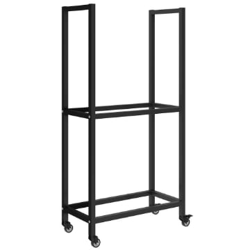 PORTALEGNA DA ESTERNO E INTERNO A DUE LIVELLI CON RUOTE IN ACCIAIO RINFORZATO, 60X30X119 CM, NERO