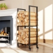 PORTALEGNA DA ESTERNO E INTERNO A DUE LIVELLI CON RUOTE IN ACCIAIO RINFORZATO, 60X30X119 CM, NERO