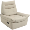 POLTRONA RELAX RECLINABILE MANUALMENTE CON POGGIAPIEDI E BASE GIREVOLE SENZA BRACCIOLI, CREMA