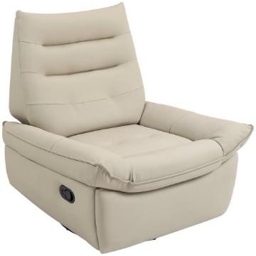 POLTRONA RELAX RECLINABILE MANUALMENTE CON POGGIAPIEDI E BASE GIREVOLE SENZA BRACCIOLI, CREMA