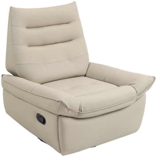 POLTRONA RELAX RECLINABILE MANUALMENTE CON POGGIAPIEDI E BASE GIREVOLE SENZA BRACCIOLI, CREMA
