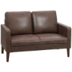 DIVANO 2 POSTI MODERNO CON RIVESTIMENTO IN TESSUTO EFFETTO PELLE TRASPIRANTE E GAMBE IN LEGNO, 130X78X85 CM, MARRONE SCURO