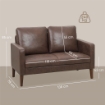 DIVANO 2 POSTI MODERNO CON RIVESTIMENTO IN TESSUTO EFFETTO PELLE TRASPIRANTE E GAMBE IN LEGNO, 130X78X85 CM, MARRONE SCURO