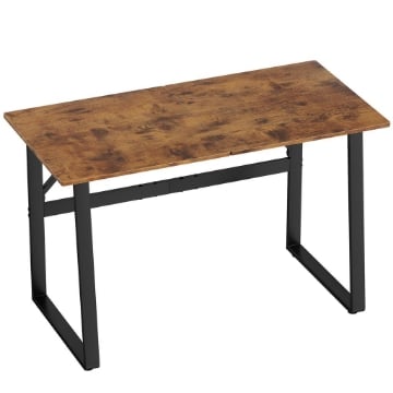 SCRIVANIA PER CAMERA STILE INDUSTRIALE CON ANGOLI ARROTONDATI, IN LEGNO E ACCIAIO, 120X60X76 CM, NERO E MARRONE