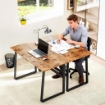 SCRIVANIA PER CAMERA STILE INDUSTRIALE CON ANGOLI ARROTONDATI, IN LEGNO E ACCIAIO, 120X60X76 CM, NERO E MARRONE
