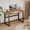 SCRIVANIA PER CAMERA STILE INDUSTRIALE CON ANGOLI ARROTONDATI, IN LEGNO E ACCIAIO, 120X60X76 CM, NERO E MARRONE