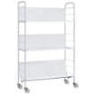CARRELLO PORTALIBRI MODERNO A 3 LIVELLI CON RUOTE GIREVOLI PER LIBRI E RIVISTE, 69X26X108 CM, BIANCO