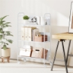 CARRELLO PORTALIBRI MODERNO A 3 LIVELLI CON RUOTE GIREVOLI PER LIBRI E RIVISTE, 69X26X108 CM, BIANCO