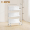CARRELLO PORTALIBRI MODERNO A 3 LIVELLI CON RUOTE GIREVOLI PER LIBRI E RIVISTE, 69X26X108 CM, BIANCO