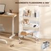 CARRELLO PORTALIBRI MODERNO A 3 LIVELLI CON RUOTE GIREVOLI PER LIBRI E RIVISTE, 69X26X108 CM, BIANCO