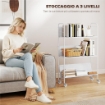 CARRELLO PORTALIBRI MODERNO A 3 LIVELLI CON RUOTE GIREVOLI PER LIBRI E RIVISTE, 69X26X108 CM, BIANCO