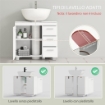 MOBILE SOTTOLAVABO BAGNO CON ARMADIETTO, RIPIANI E CASSETTI, BIANCO