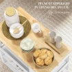 CARRELLO ISOLA DA CUCINA CON RIPIANI REGOLABILI, PORTACOLTELLI E PIANO IN LEGNO, 86.5X47X88 CM, BIANCO